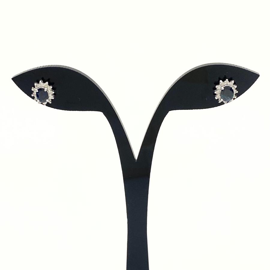 未使用品 k14WG デザイン ピアス サファイア デザインピアス WG ホワイトゴールド メレダイヤ