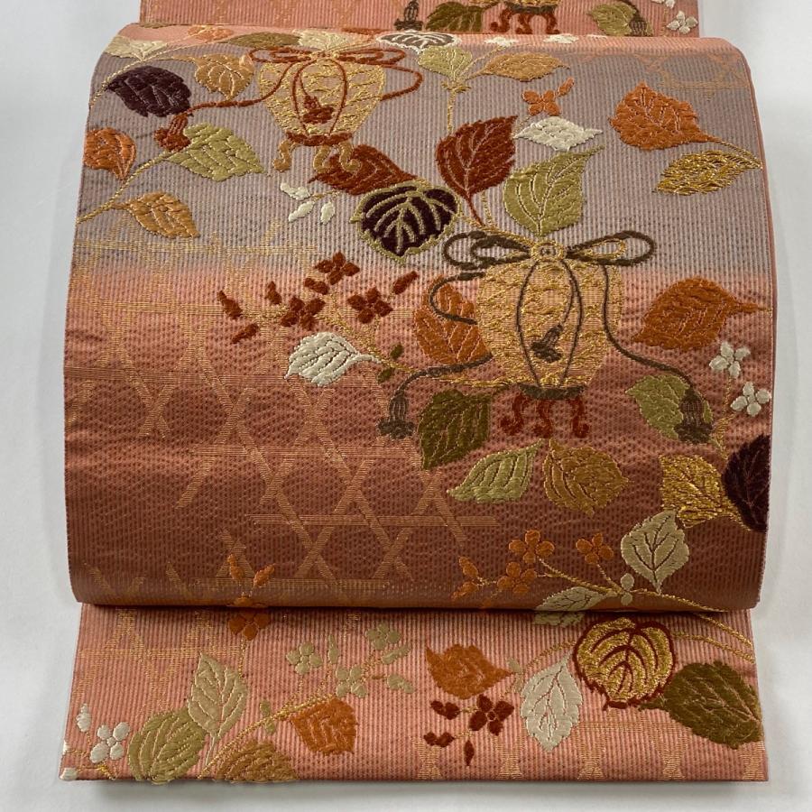 406my157◇黄金ムガ 洋風 小花 花唐草 金糸 六通 袋帯◇美品 406my157◇黄金ムガ 洋風 小花 花唐草 金糸 六通 袋帯◇美品