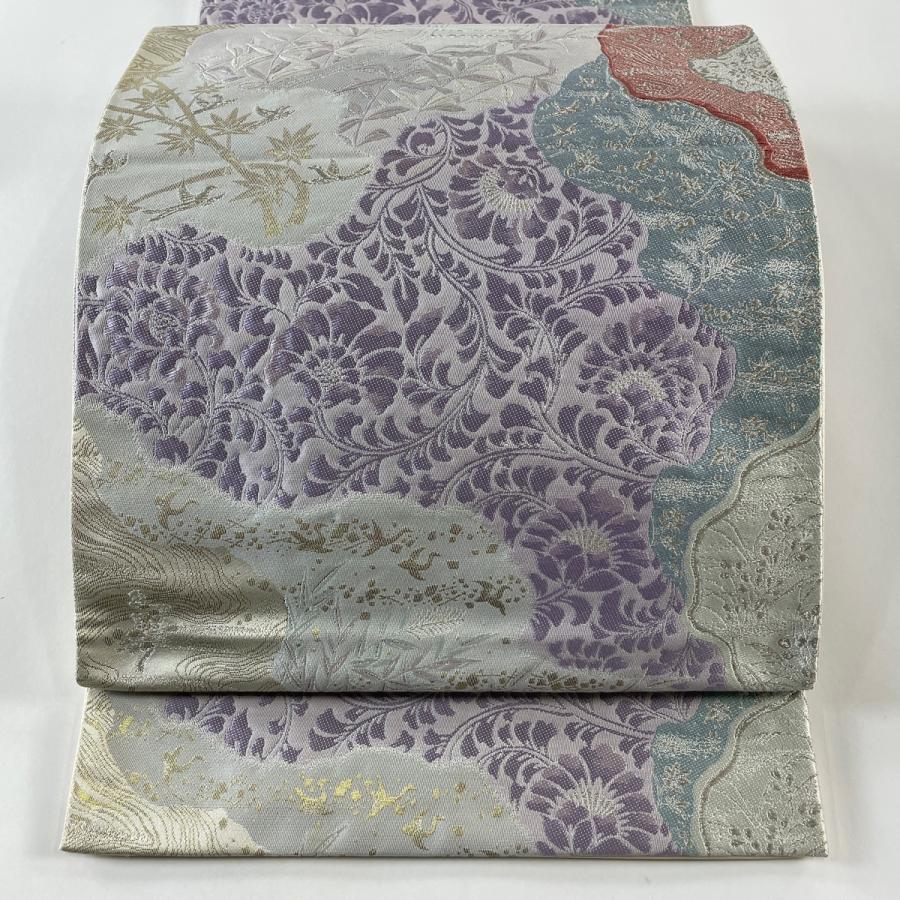 袋帯 六通柄 正絹 墨流し ブラック 美品 袋帯 美品 逸品 雅楽器集め 刺繍 金糸 黒 六通 正絹 中古 : リユース