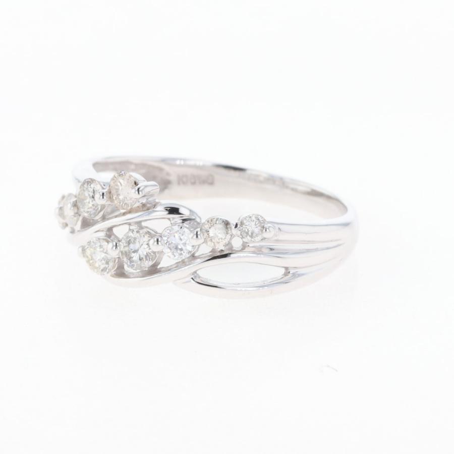 ホワイトゴールドメレ ダイヤモンド K18WG指輪11.7g ホワイト