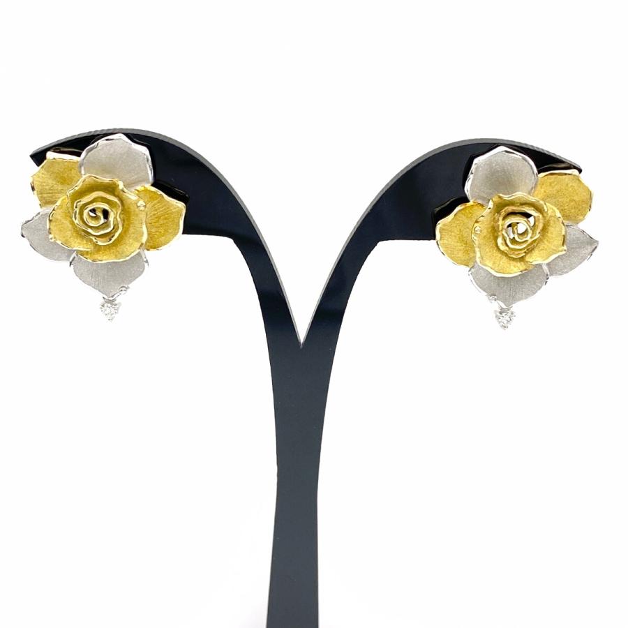 田村俊一 SHUN TAMURA フラワーモチーフ デザインイヤリング プラチナ  