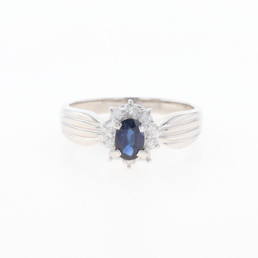 サファイア デザインリング プラチナ 指輪 メレダイヤ リング 11号  