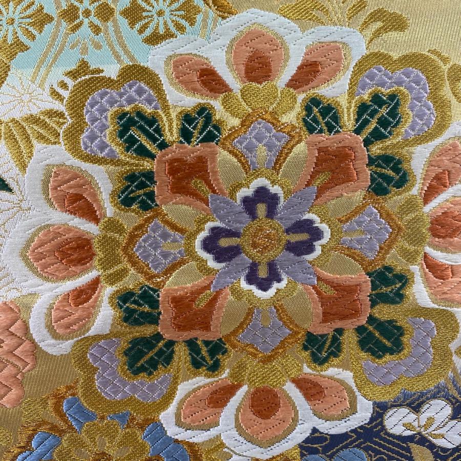 袋帯 美品 逸品 誉田屋源兵衛 落款あり 鳥 幾何学模様 金銀糸