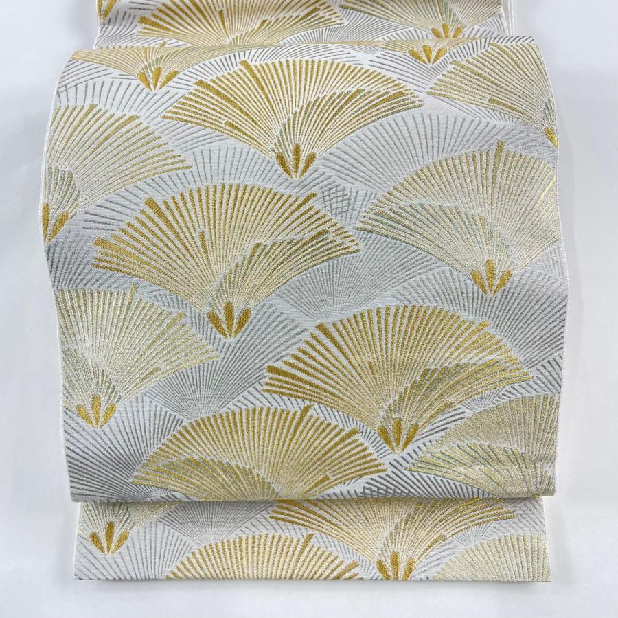 袋帯 美品 逸品 川島織物 落款あり 若松 プラチナ箔 金銀糸 灰色