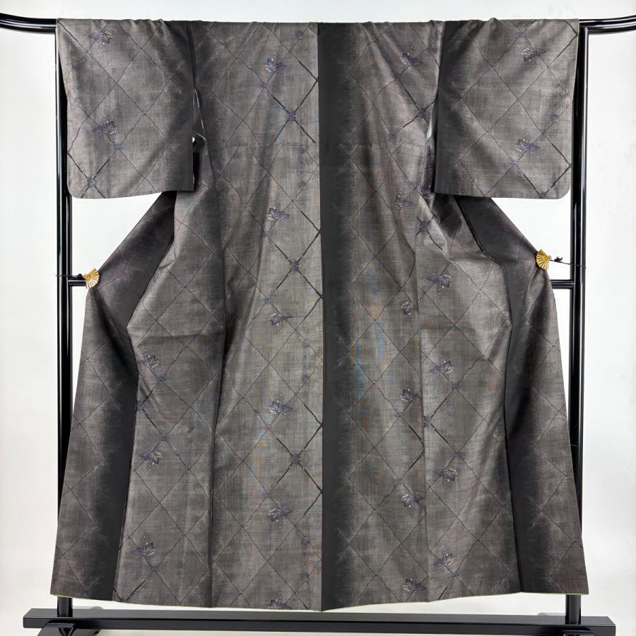 大島紬 身丈154cm 裄丈66.5cm M 袷 都喜ヱ門 純泥染 証紙あり 葡萄