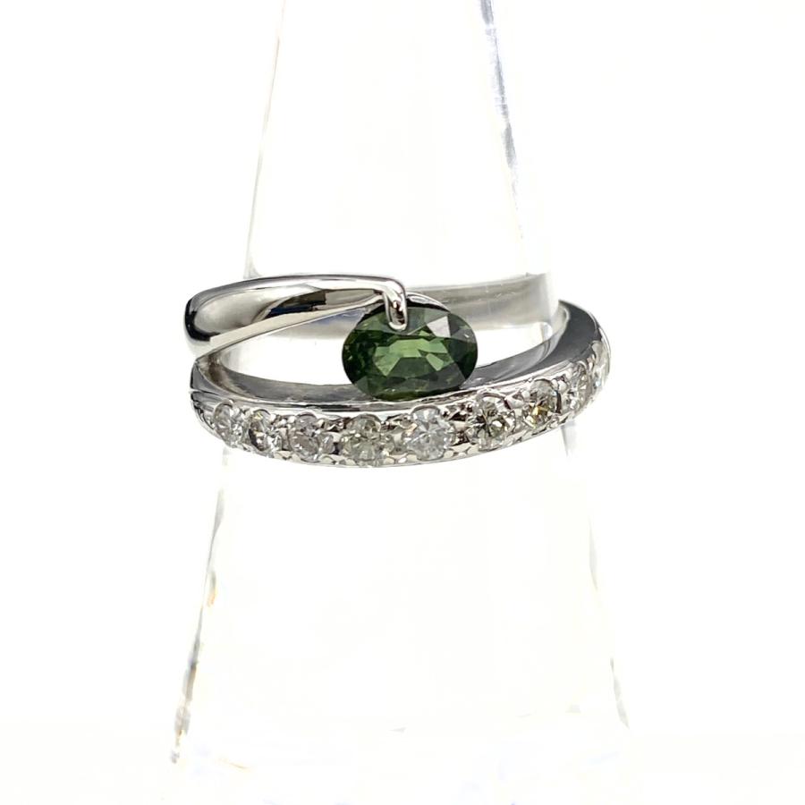 サファイア デザインリング プラチナ 指輪 メレダイヤ リング 12.5号