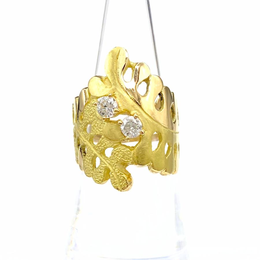 AKコレクション リーフモチーフ デザインリング YG イエローゴールド  