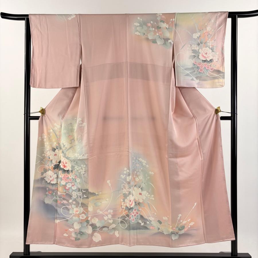 訪問着 身丈151cm 裄丈62cm S 袷 花籠 水辺の風景 ぼかし 刺繍 薄 