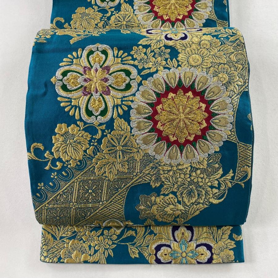 葡萄唐草模様染め開名古屋帯(F7170bI) 帯紹介 袋帯 六通柄 正絹 立