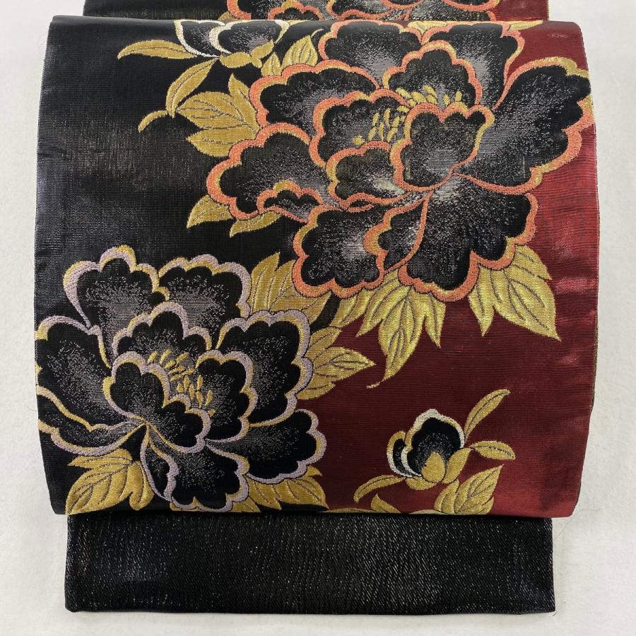 のりぼー　O0917 未使用品 逸品 お洒落 紅花 正絹 袋帯 のりぼー O0917 未使用品 逸品 お洒落 紅花 正絹 袋帯 O0917 未使用品