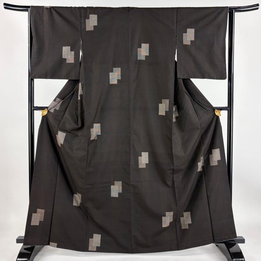 しつけ付ひとえ紬お着物。裄67.5身丈164 尻あて有り。 紬 身丈164.5cm