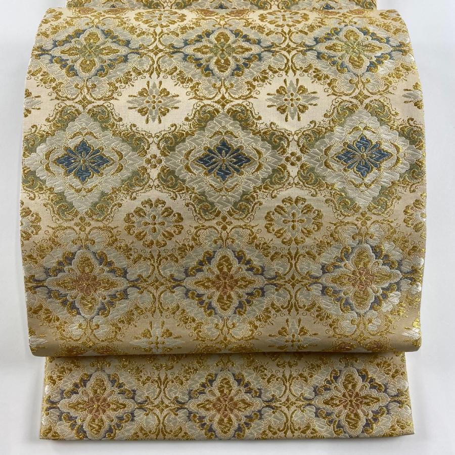 刺繍 六通 袋帯 金糸 正絹 未使用品 袋帯 秀品 桜 宝尽くし 刺繍 金糸 金色 六通 正絹 【中古】 - メルカリ