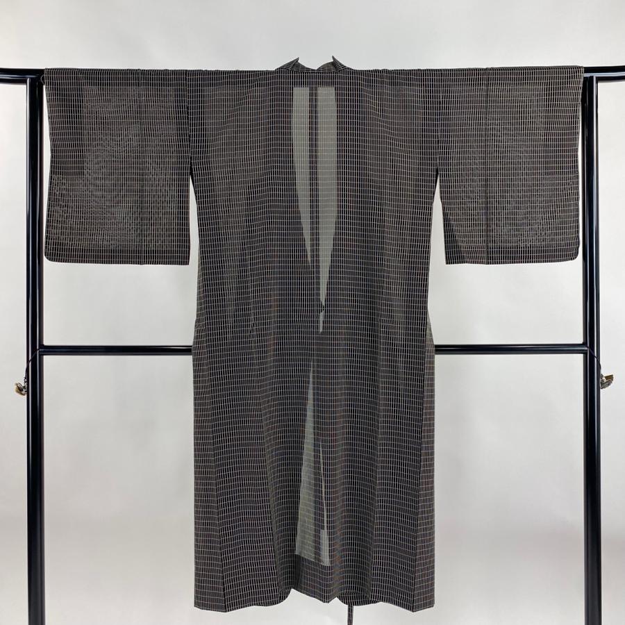 美品 道中着 身丈123cm 裄丈64cm M 和装コート 着物衿 吉野間道 格子