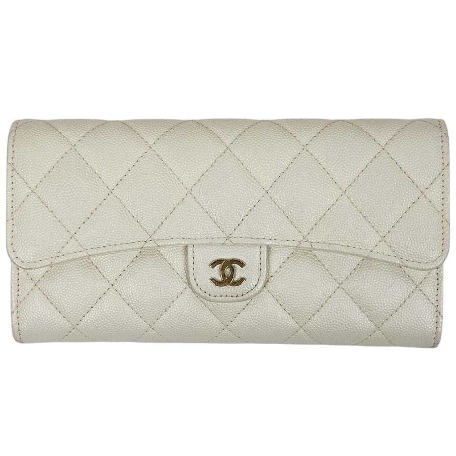 CHANEL シャネル ココマーク 二つ折り 長財布 マトラッセ キャビア  