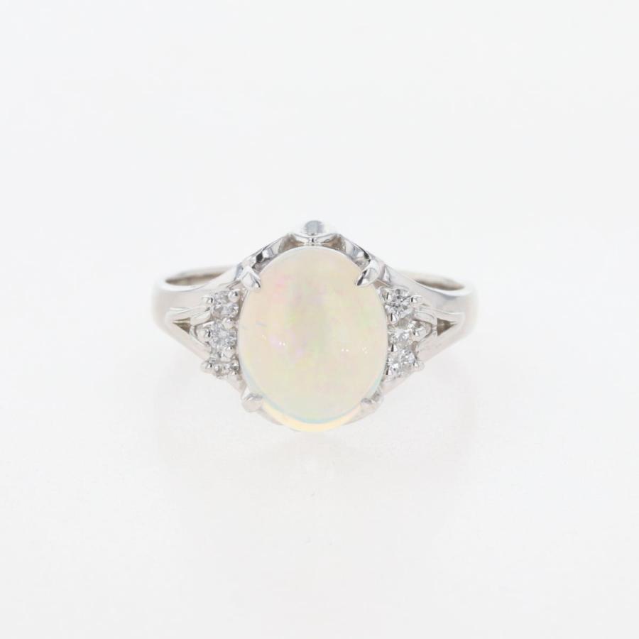 オパール デザインリング プラチナ 指輪 メレダイヤ リング 12号 Pt900  