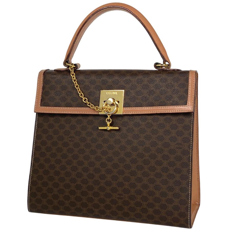 CELINEセリーヌマカダムハンドバックコーティングキャンバスブラウン