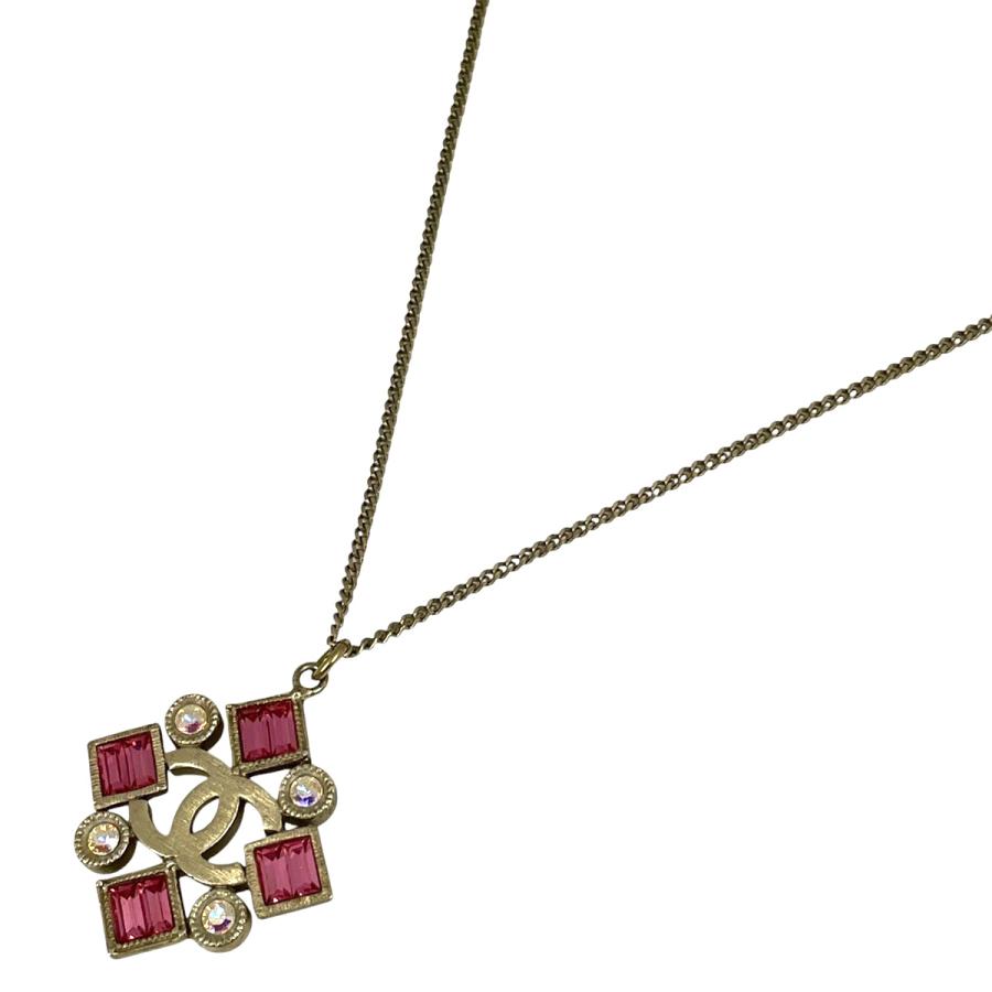 CHANEL シャネル ココマーク ラインストーン ネックレス CC スクエア  