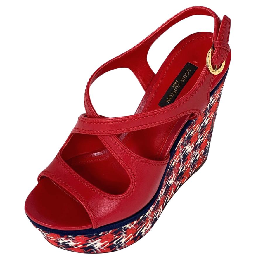 ヴィトン ウェッジソール ロゴ ツイードサンダル