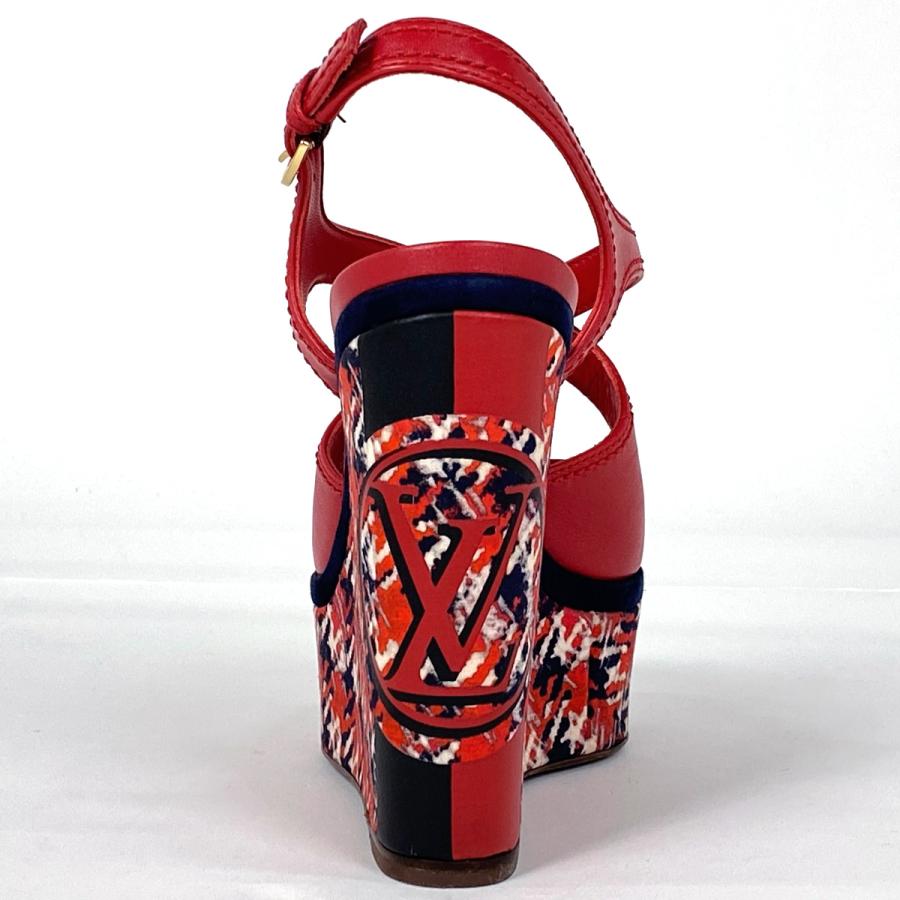 ヴィトン ウェッジソール ロゴ ツイードサンダル