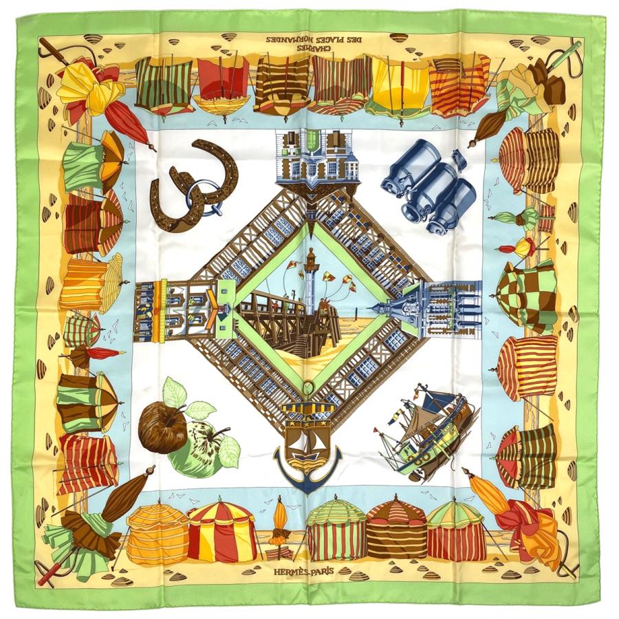 HERMES エルメス カレ 90 CHARMES DES PLAGES NORMANDES ノルマンディ  