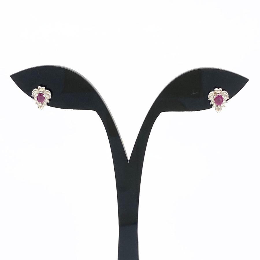 PT850☆ルビー＆ダイヤモンド☆デザインピアス☆