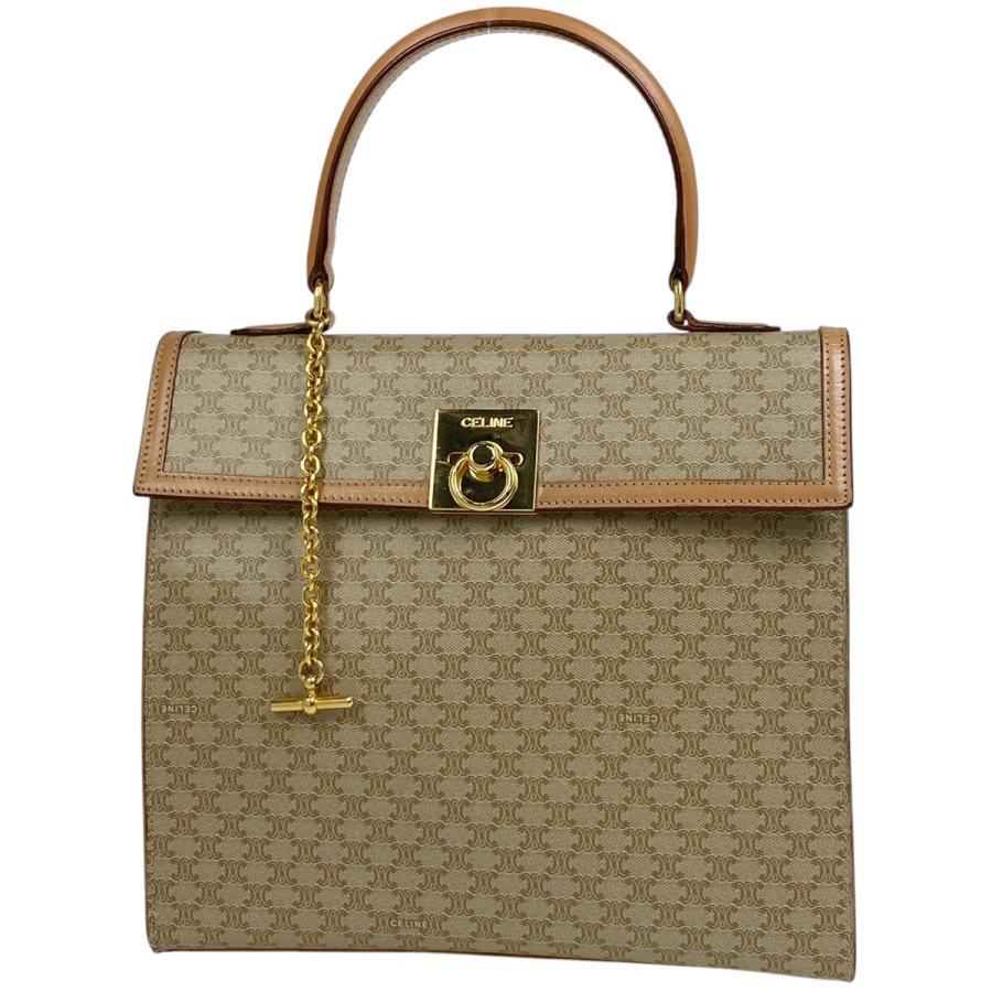 CELINE セリーヌ　マカダム柄　ベージュ ロゴ ハンドバッグ CELINE（セリーヌ） マカダム柄 ハンドバッグ ハンドバッグ