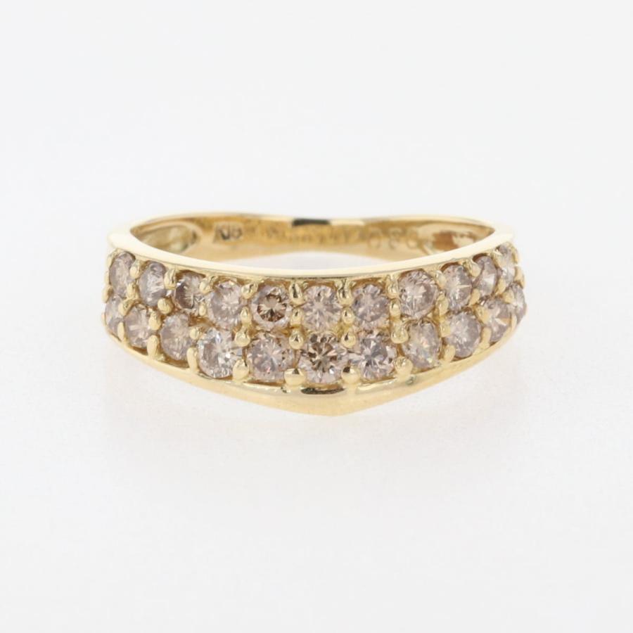 メレダイヤ デザインリング YG イエローゴールド 指輪 リング 8号 K18  