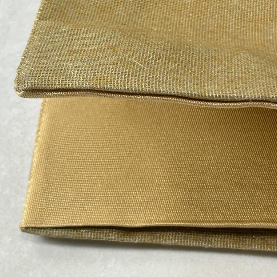 袋帯 逸品 絽刺し 華文 蜀江文 刺繍 金彩 ベージュ お太鼓柄 正絹 中古