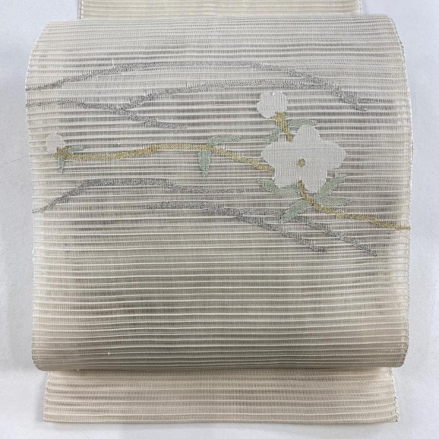 名古屋帯 優品 八寸名古屋帯 夏帯 トンネル仕立て 枝花 金銀糸