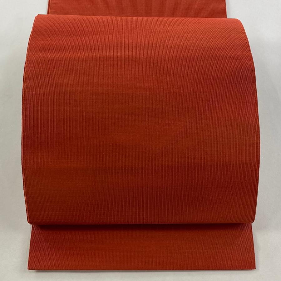 美品 名古屋帯 優品 八寸名古屋帯 松葉仕立て 茜色 正絹 中古