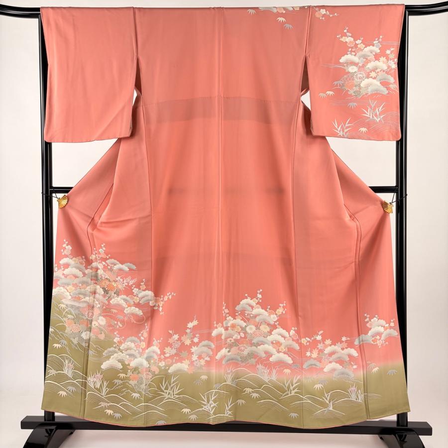 訪問着 身丈157.5cm 裄丈65cm M 袷 松竹梅 花車 金彩 ぼかし