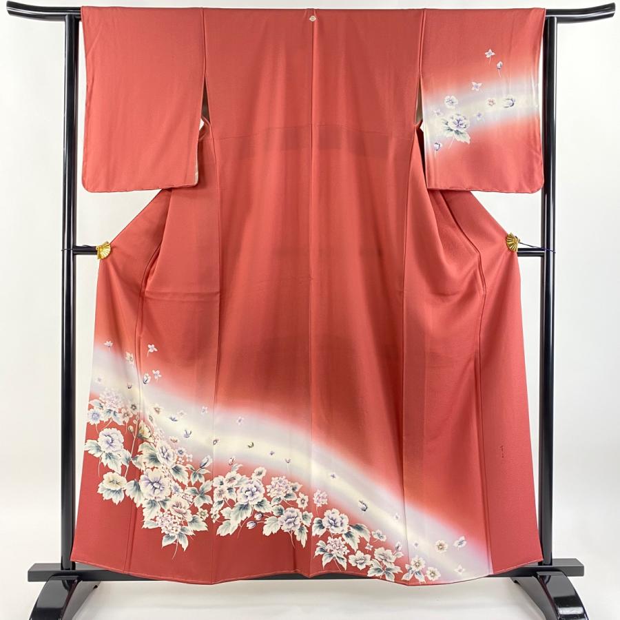 色無地 身丈163cm 裄丈67cm M 単衣 薄紫 正絹 優品 【中古】 着物,色