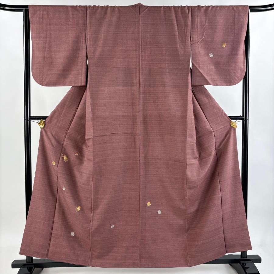 付下げ 身丈158cm 裄丈63cm 正絹 秀品 【中古】 付下げ 身丈158cm 裄丈70cm L 袷 ひょうたん 市松 刺繍 金糸 黒 正絹