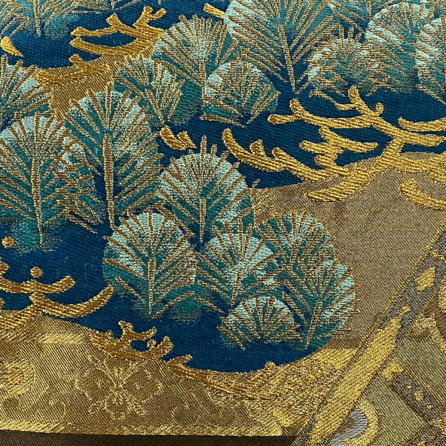 袋帯 美品 名品 川島織物 落款あり 関西仕立て 松 華文 金糸 箔 金色