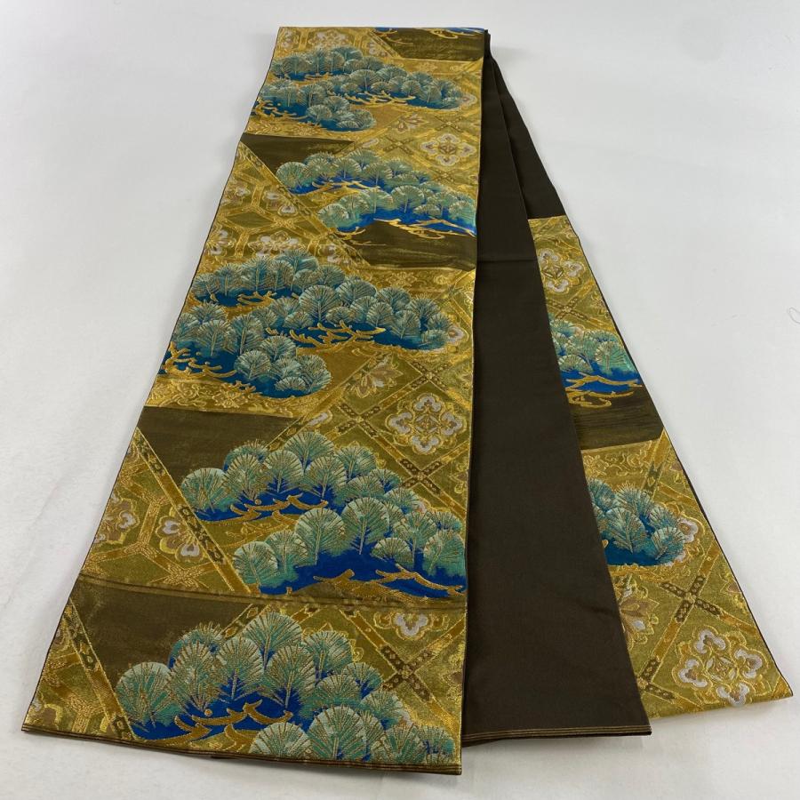 袋帯 美品 名品 川島織物 落款あり 関西仕立て 松 華文 金糸 箔 金色