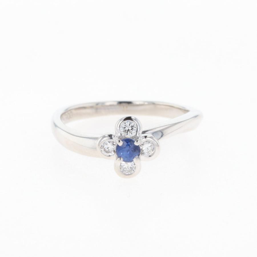 サファイア デザインリング プラチナ 指輪 メレダイヤ リング 9.5号  