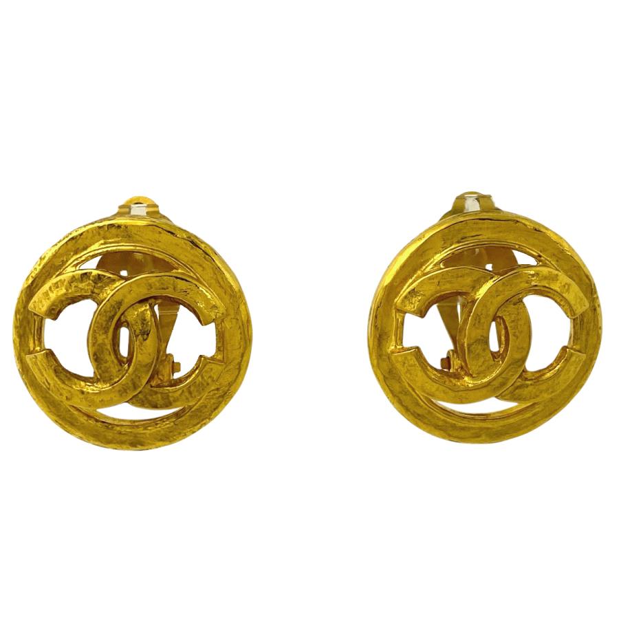 CHANEL シャネル ココマーク ラウンド イヤリング 丸型 GP ゴールド  