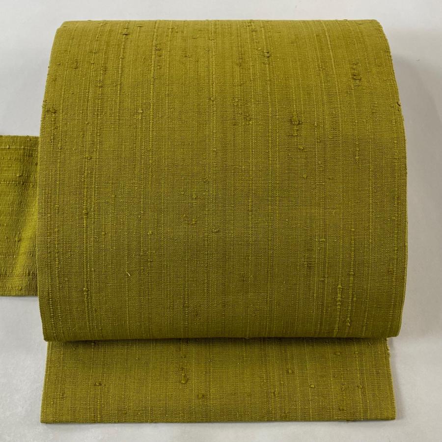 名古屋帯 美品 逸品 浦野理一 紬地 茶緑色 正絹 中古 : リユース