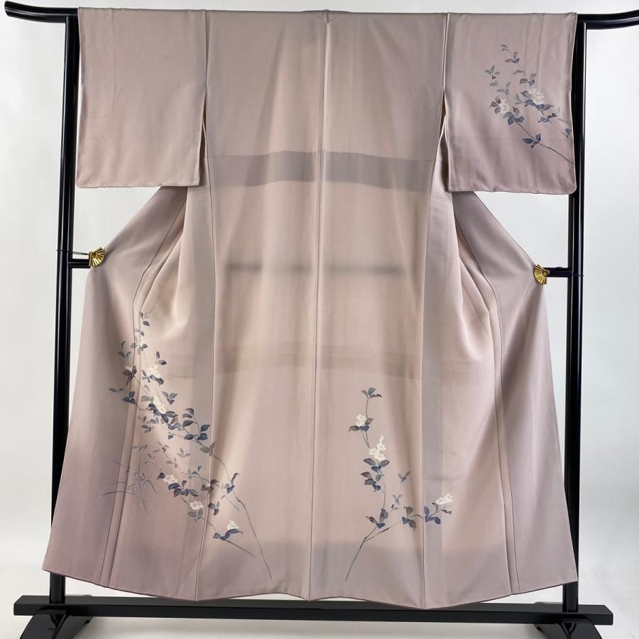 付下げ 身丈154cm 裄丈64cm M 袷 枝花 葉と実 ぼかし 薄紫 正絹 秀品