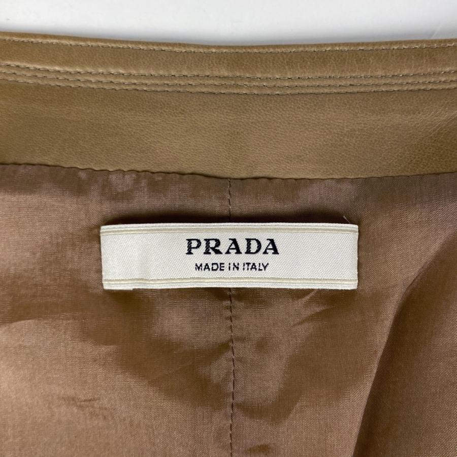 PRADA（プラダ） ジップアップ レザージャケット ノーカラー アウター