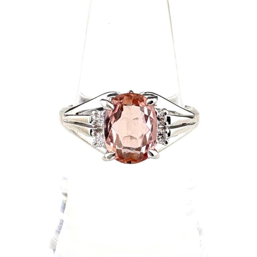 インペリアルトパーズ デザインリング プラチナ 指輪 メレダイヤ