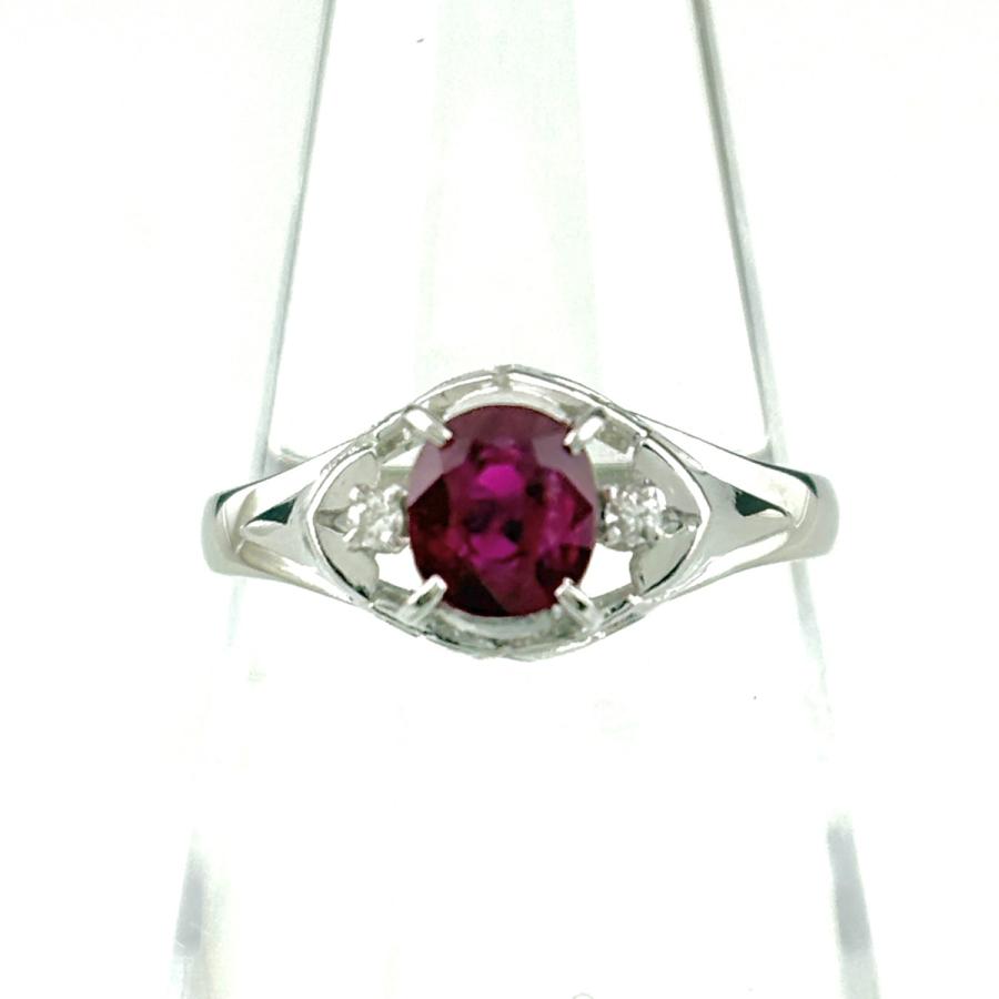 ルビー デザインリング プラチナ 指輪 メレダイヤ リング 13号 Pt900