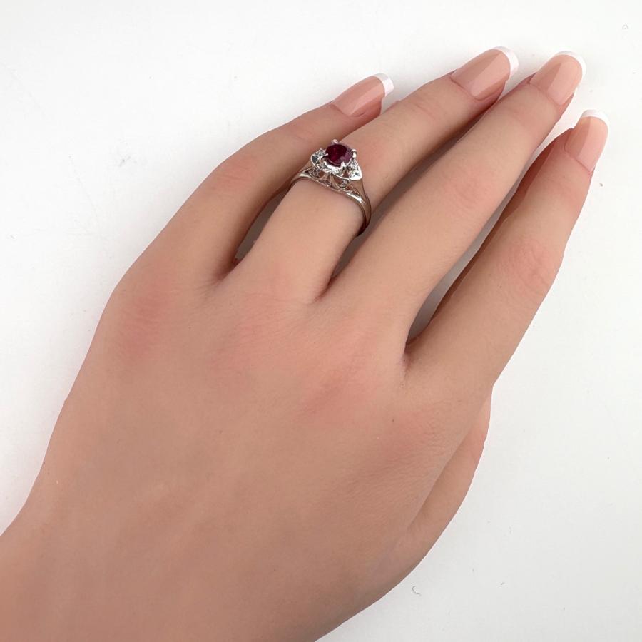 ルビー デザインリング プラチナ 指輪 メレダイヤ リング 13号 Pt900