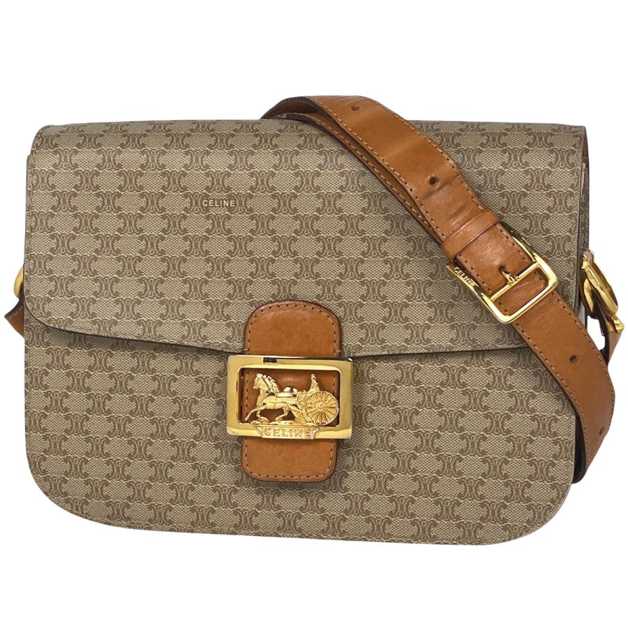 CELINE セリーヌ 馬車金具 ショルダーバッグ マカダム柄 レザー  