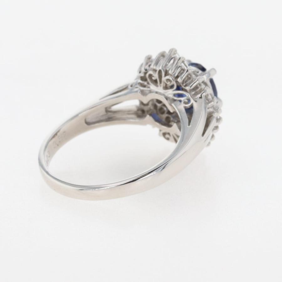 サファイア デザインリング プラチナ 指輪 メレダイヤ リング 12号