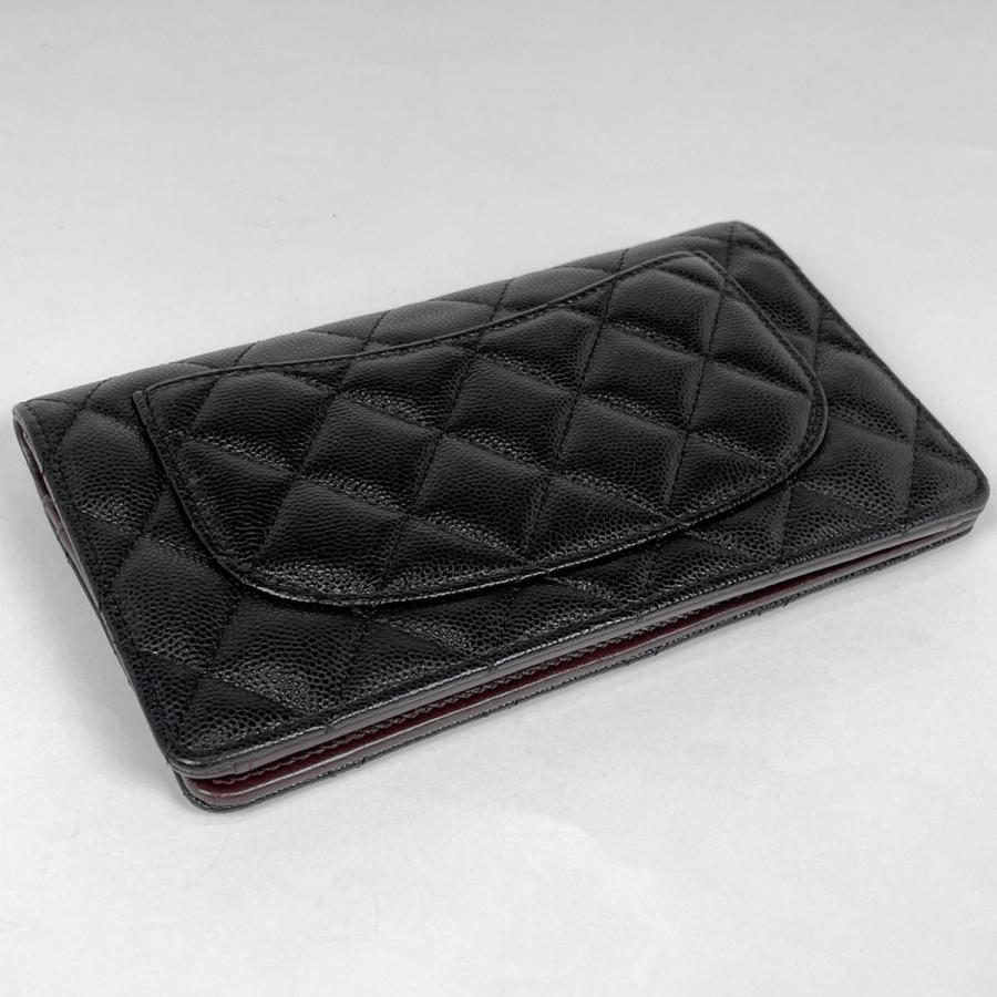 【新品同様　A】 シャネル　ココマーク　キャビアスキン　ブラック CHANEL シャネル ココマーク 長財布 マトラッセ 二つ折り