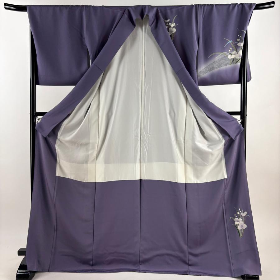 K*U様 【オークション】裄丈70cm 訪問着フルセット くすみ緑風景　正絹 袷 訪問着 身丈158cm 裄丈67cm M 袷 落款あり 幾何学模様 銀彩 灰紫