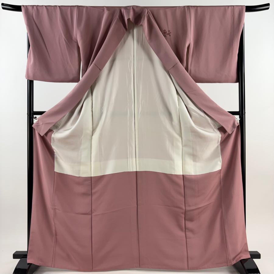 付下げ 身丈168cm 裄丈68cm L 袷 菊 笹 刺繍 ピンク 正絹 秀品