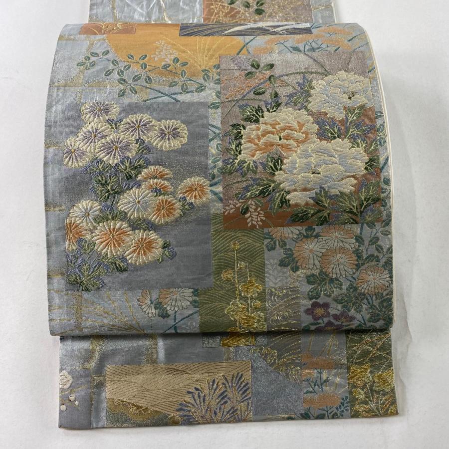 刺繍 銀通し 袋帯 軽い生地感 銀駒 金彩 銀彩 新品未使用品 お太鼓柄 9nobi1573_1.jpg