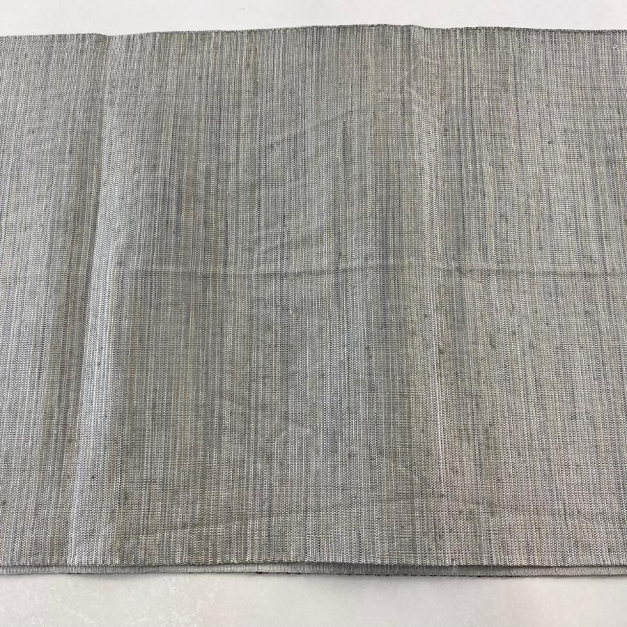 袋帯 秀品 花唐草 幾何学模様 箔 灰紫 お太鼓柄 正絹 中古